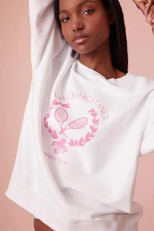 Palo Racquet Club Fleece Pullover sold by LoveShackFancy