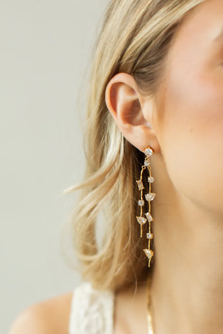 Luna Asymmetrical Drop Earrings by Evie Jewelry sold by LoveShackFancy