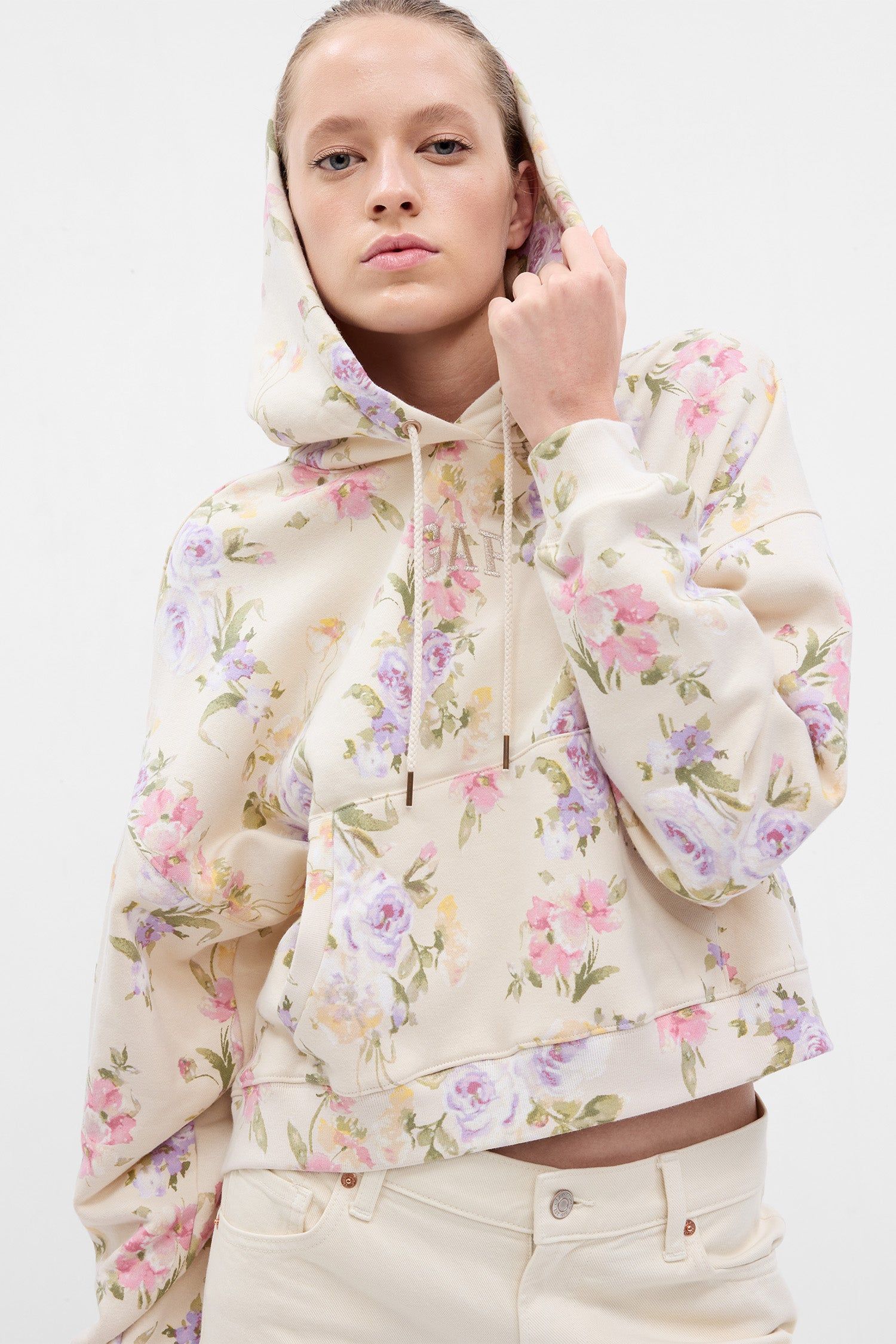 Gap x LoveShackFancy Floral Crop Hoodie sold by LoveShackFancy product image thumbnail 2
