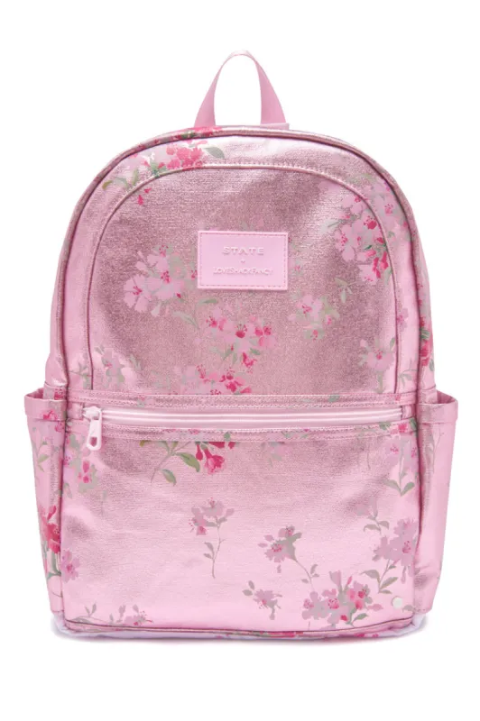 STATE x LoveShackFancy Kane Pink Metallic Travel Backpack made by LoveShackFancy