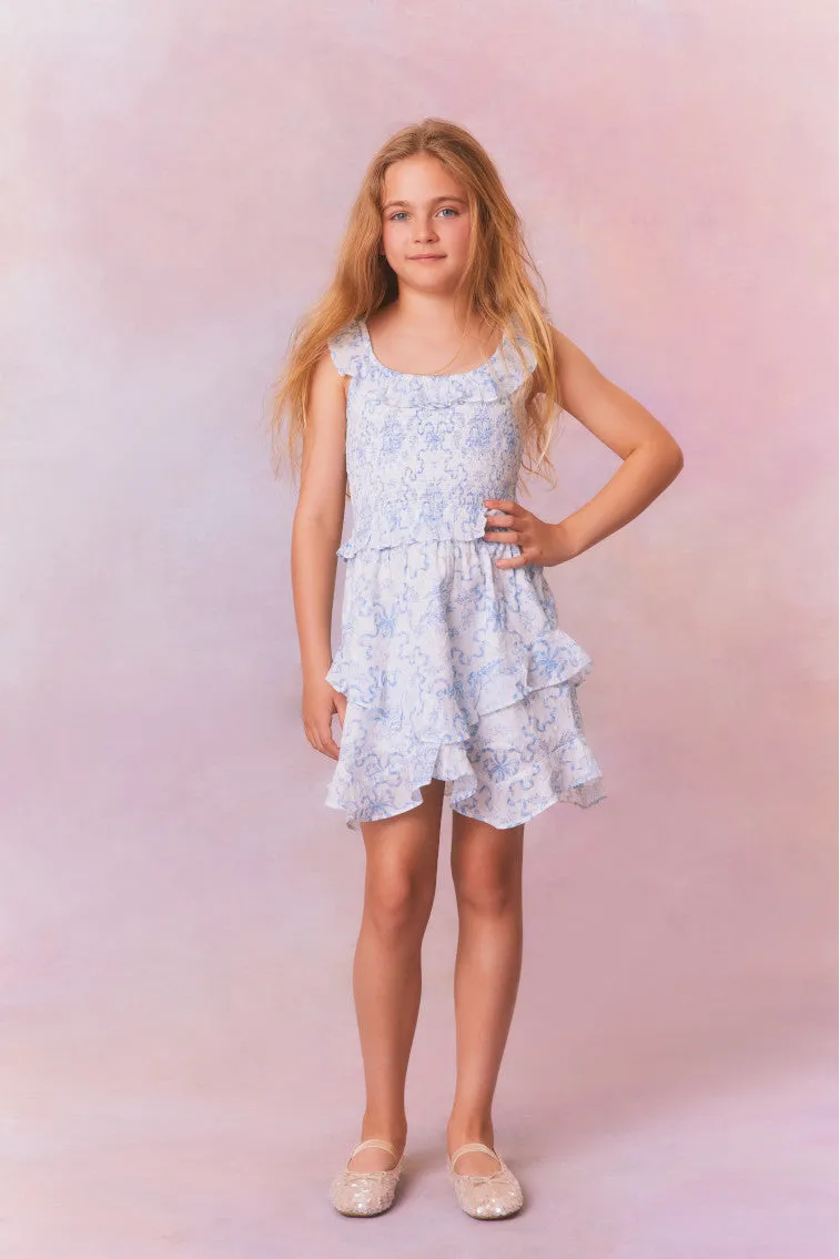 Girls Marcela Bow Print Cotton Dress sold by LoveShackFancy