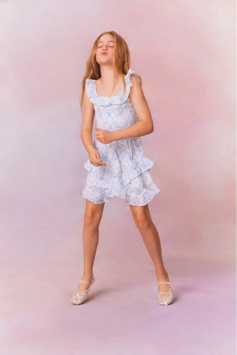 Girls Marcela Bow Print Cotton Dress sold by LoveShackFancy product image thumbnail 3