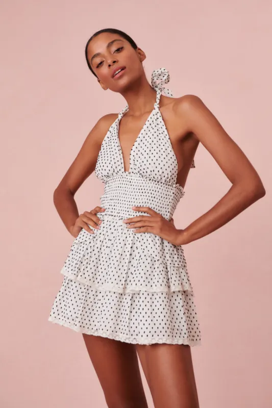 Deanna Halter Polka Dot Dress sold by LoveShackFancy