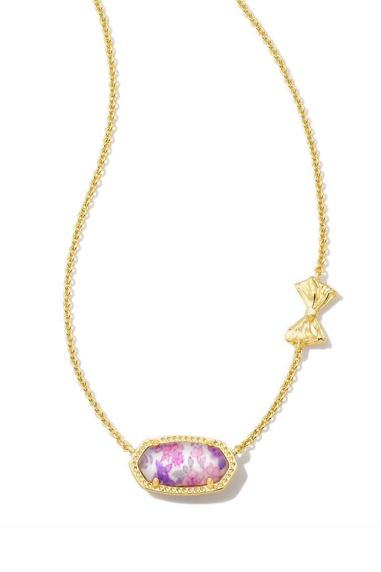Kendra Scott x LoveShackFancy Gold Elisa Necklace-SUNNY MEADOW DITSY PURPLE IRIS ILLUSION sold by LoveShackFancy