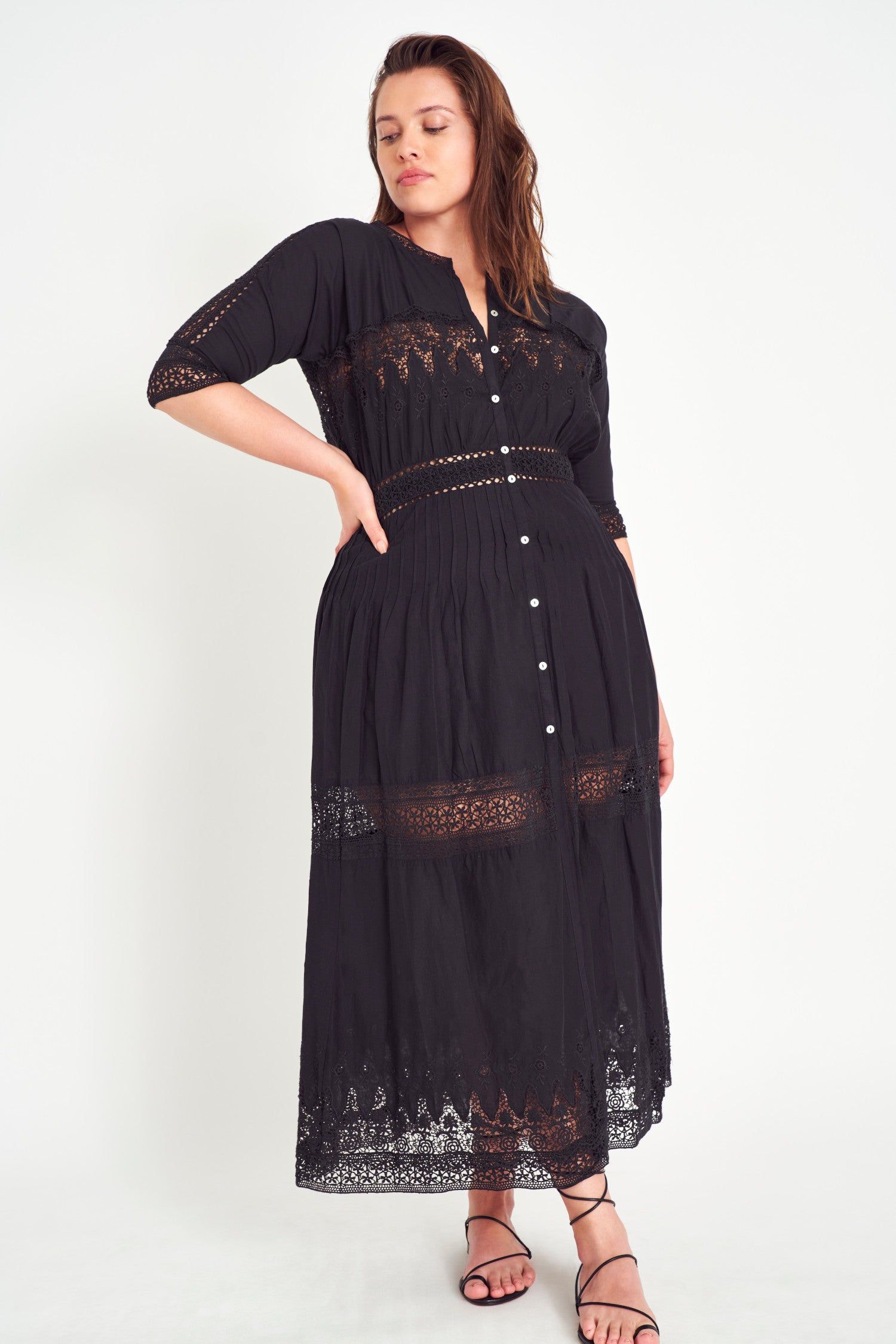 Beth Midi Dress - BLACK sold by LoveShackFancy