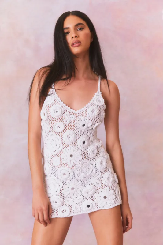 Ferline Crochet Embellished Mini Dress made by LoveShackFancy