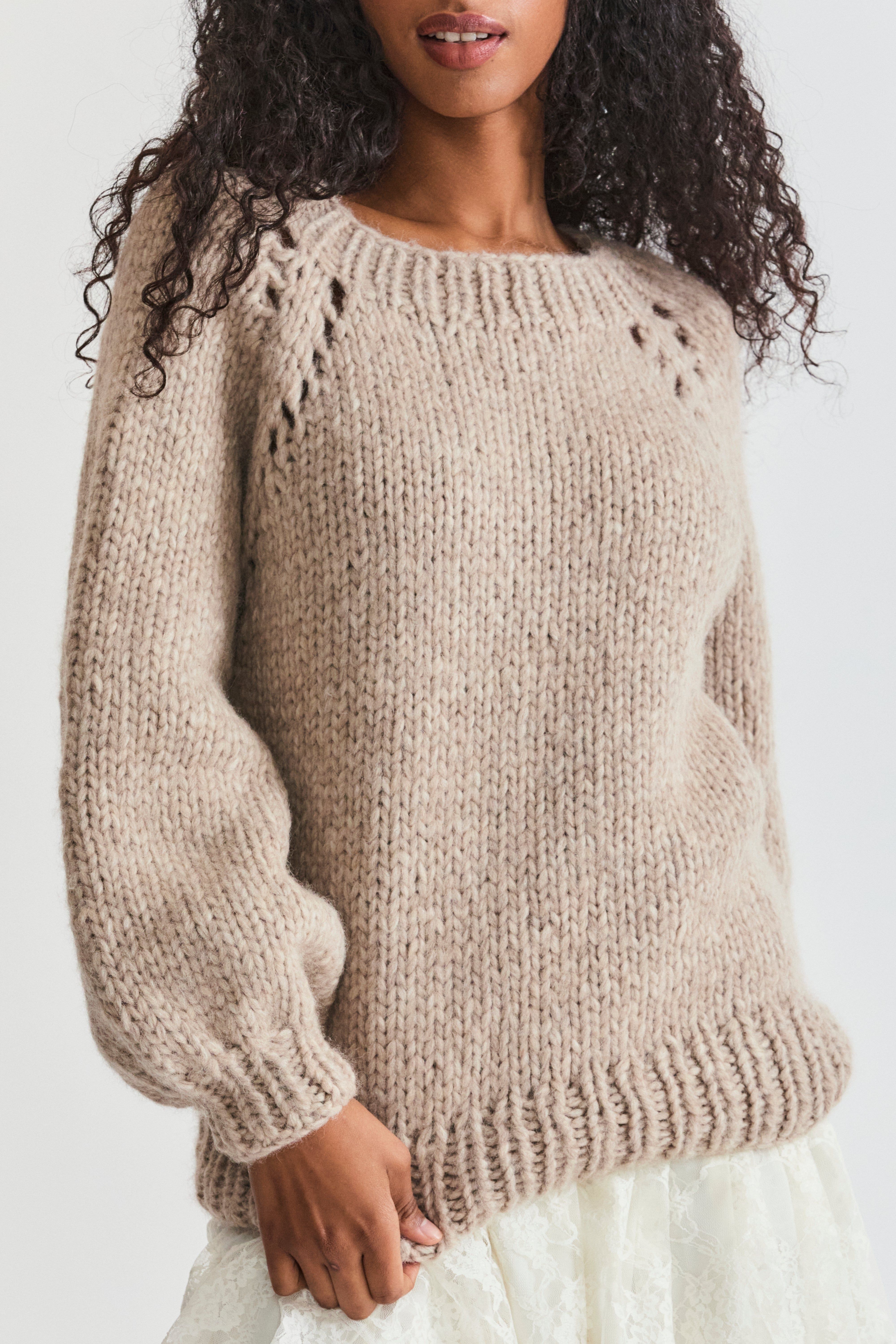 Gianni Pullover Sweater- FAWN sold by LoveShackFancy