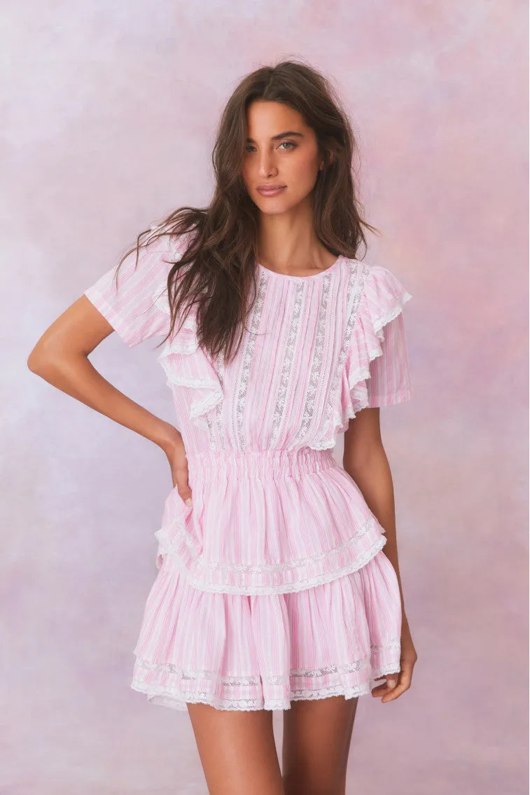 Natasha Stripe Cotton Mini Dress- CAPTIVA PINK sold by LoveShackFancy