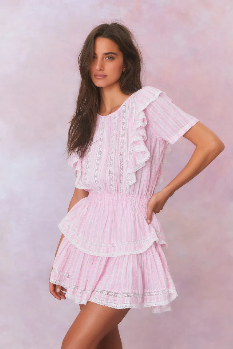 Natasha Stripe Cotton Mini Dress- CAPTIVA PINK sold by LoveShackFancy product image thumbnail 3
