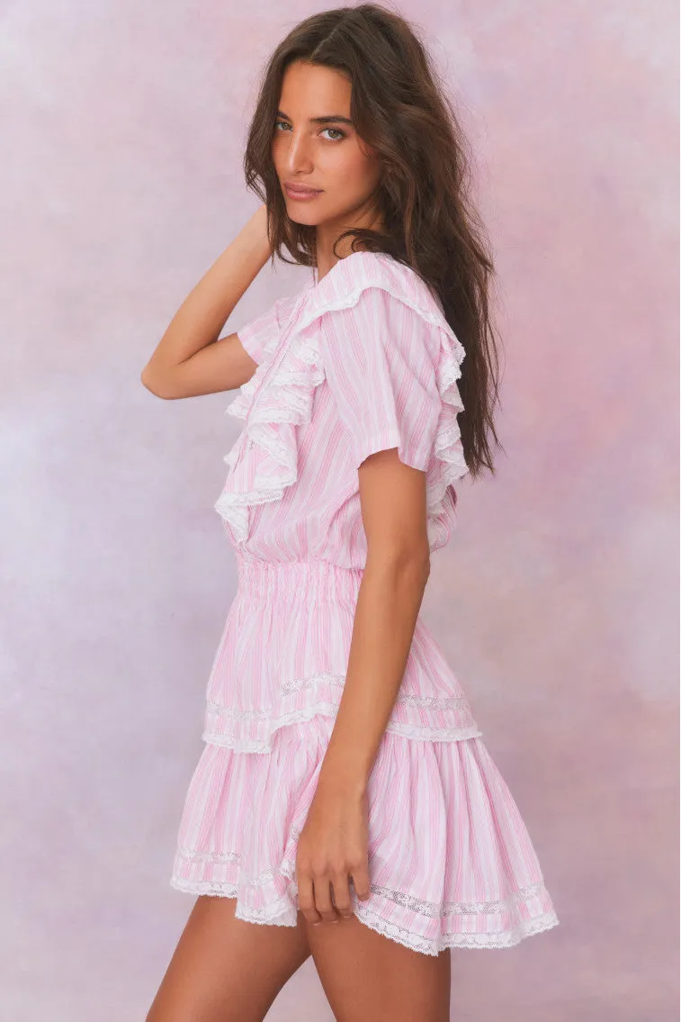 Natasha Stripe Cotton Mini Dress- CAPTIVA PINK sold by LoveShackFancy product image thumbnail 4