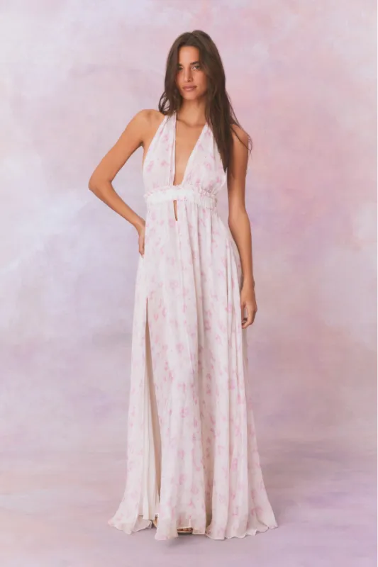 Love Fragrance Halter Maxi Dress- STERLING DUSK sold by LoveShackFancy