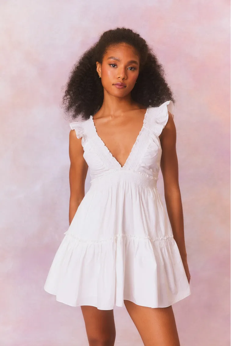 Poplar Flutter Sleeve Mini Dress-WHITE sold by LoveShackFancy product image thumbnail 3