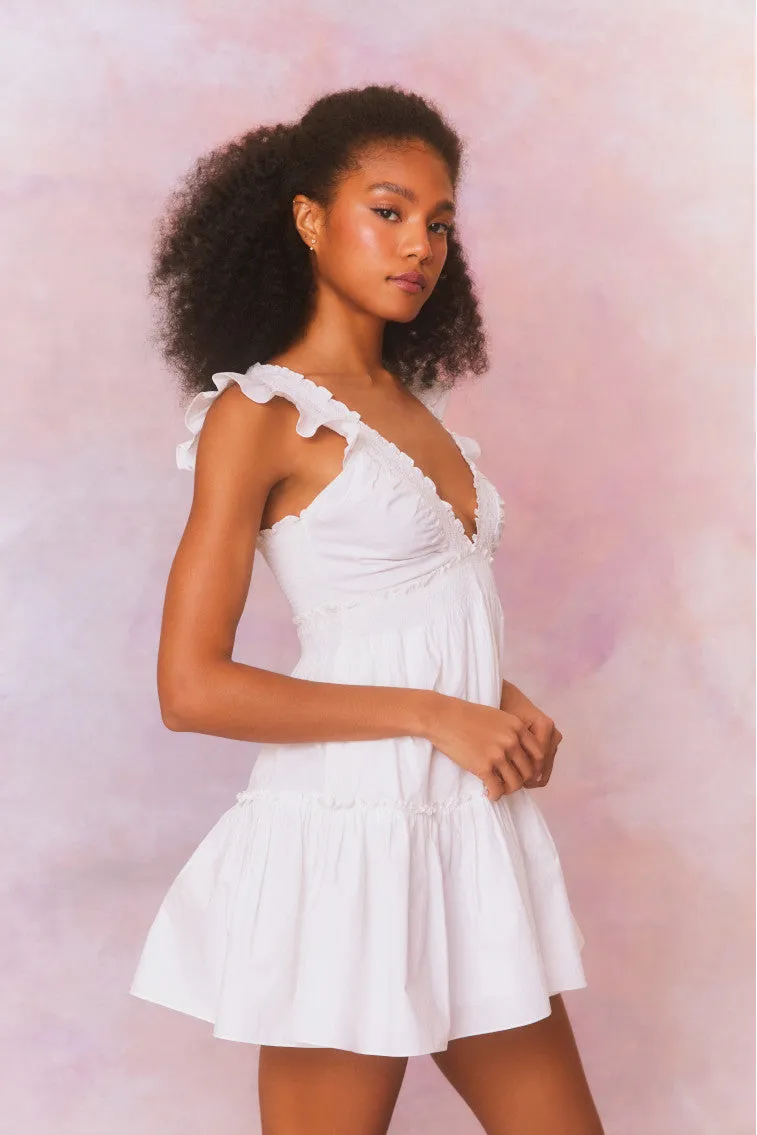 Poplar Flutter Sleeve Mini Dress-WHITE sold by LoveShackFancy product image thumbnail 2