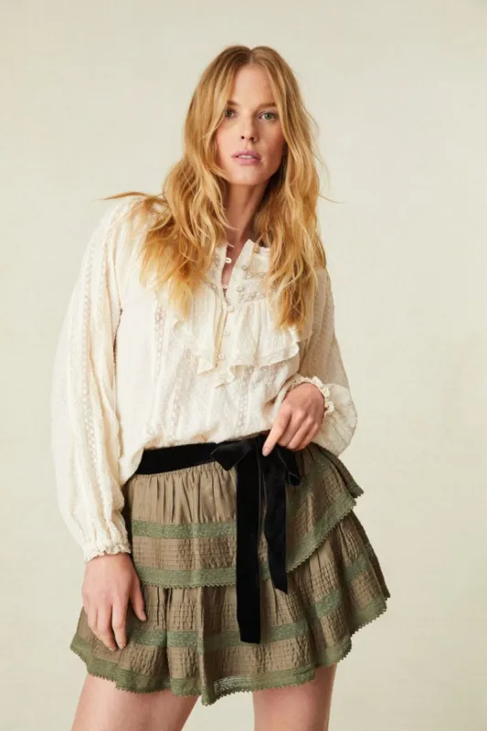 Ruffle Mini Skirt- FOREST OAK sold by LoveShackFancy