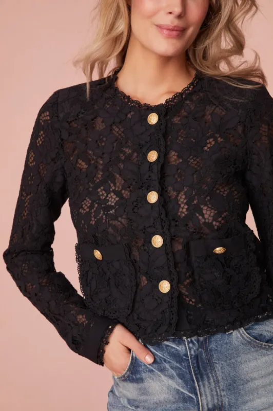 Richard Sheer Lace Jacket-BLACK sold by LoveShackFancy