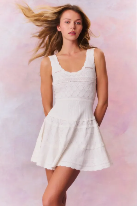 Ronelle Pointelle Scallop Mini Dress sold by LoveShackFancy