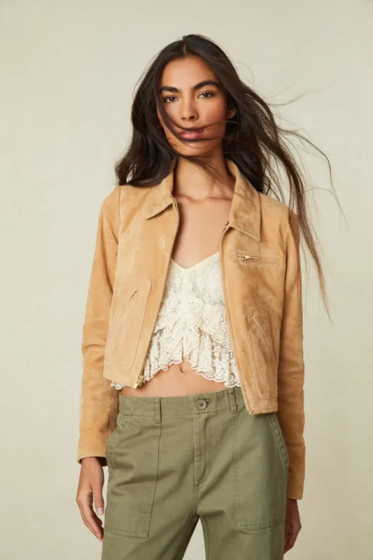 Chalice Suede Jacket - CHESTNUT sold by LoveShackFancy