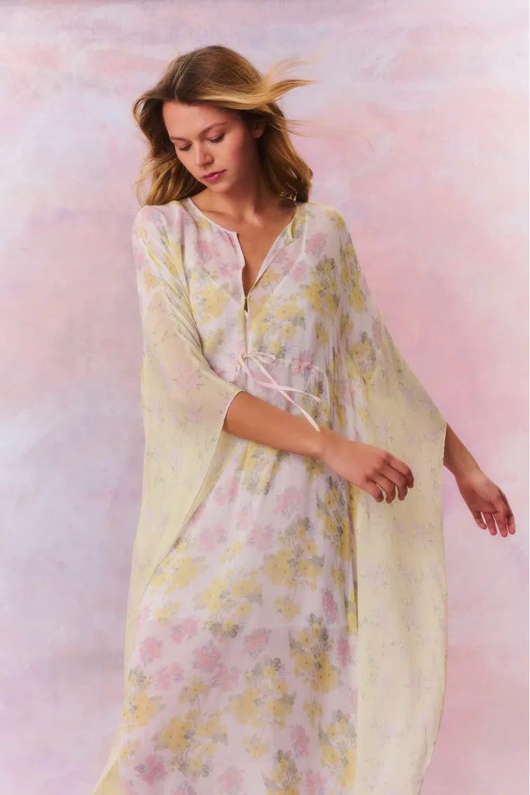 Lupine Chiffon Mixed Print Kaftan sold by LoveShackFancy