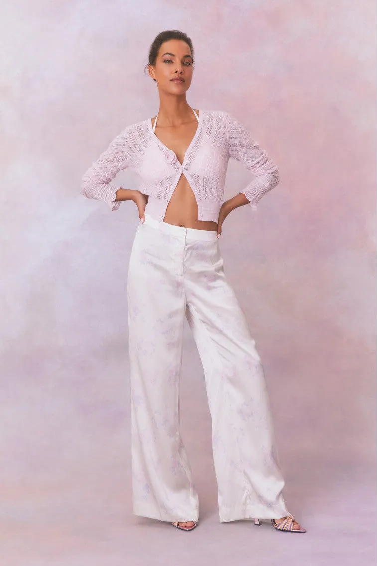 Daniya Wide Leg Printed Silk Pants sold by LoveShackFancy