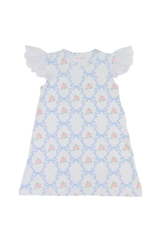 Cecil & Lou Girls Rose and Blue Bow Knit Dress sold by LoveShackFancy