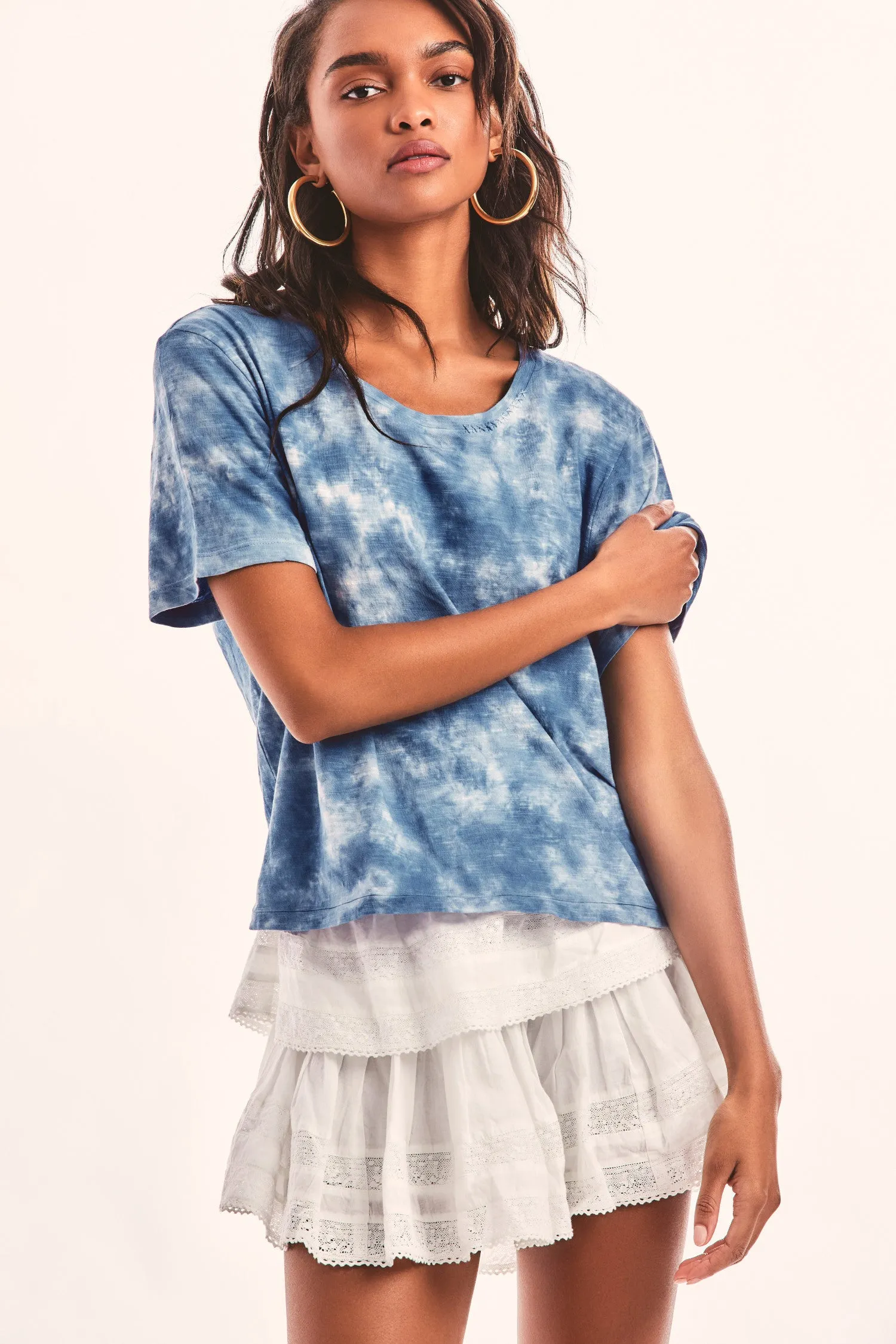 Calix Tee- INDIGO HAND DYE sold by LoveShackFancy