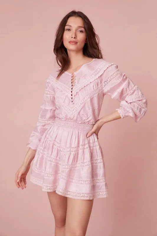 Jones Victorian Lace Mini Dress- LIGHT LILAC sold by LoveShackFancy