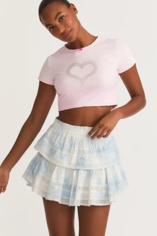 Ruffle Mini Skirt - AMALFI BLUE HAND DYE sold by LoveShackFancy