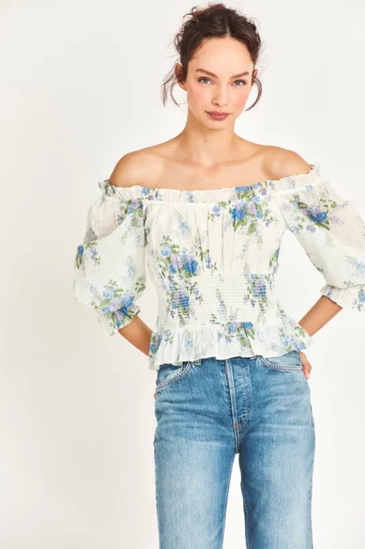 Fifi Shoulder Top - PERIWINKLE AQUA sold by LoveShackFancy