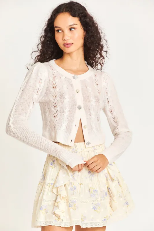 Birch Cardigan - PORCELAIN sold by LoveShackFancy