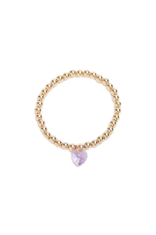 Alexa Leigh 5mm Crystal Heart Bracelet - PURPLE sold by LoveShackFancy