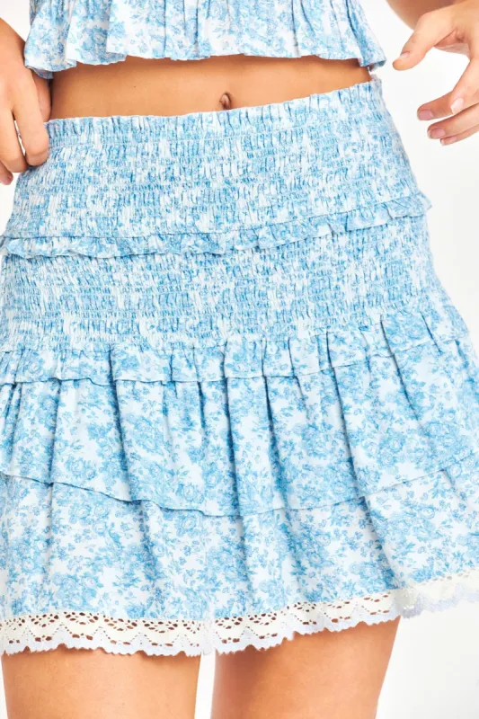 Ohana Mini Skirt - SPA BLUE sold by LoveShackFancy