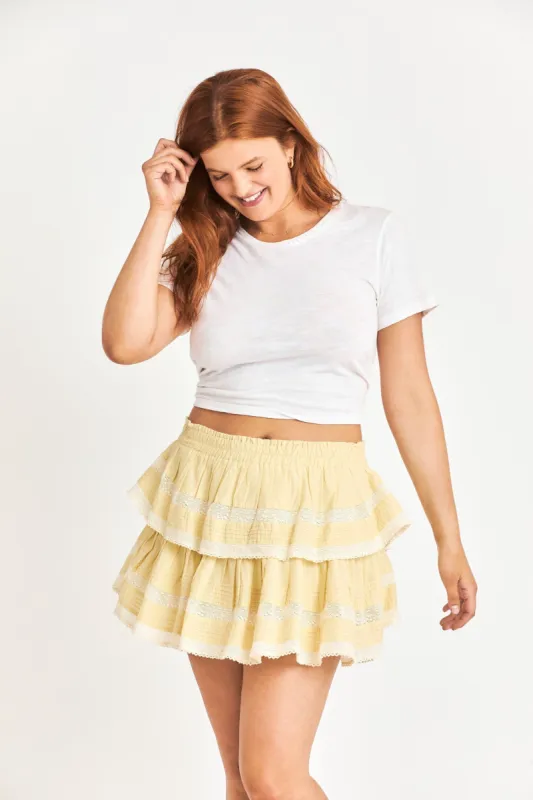 Ruffle Mini Skirt - GILDED YELLOW sold by LoveShackFancy