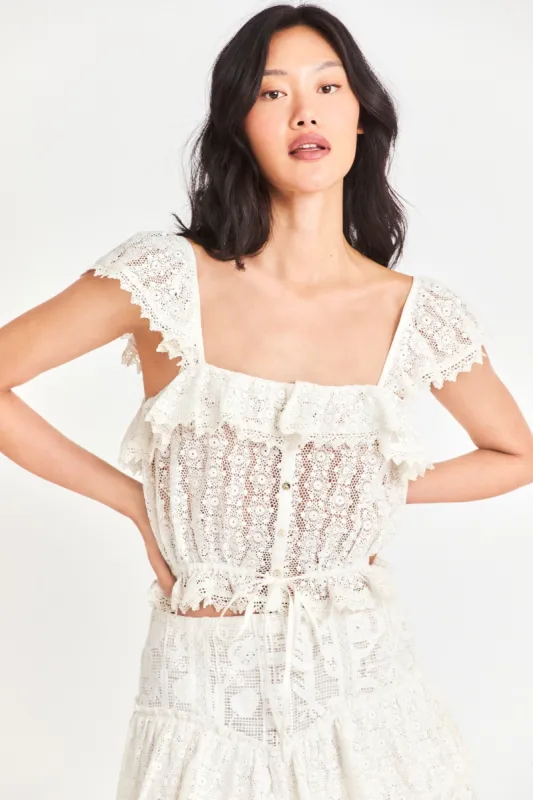 Mia Lace Top - TRUE WHITE sold by LoveShackFancy