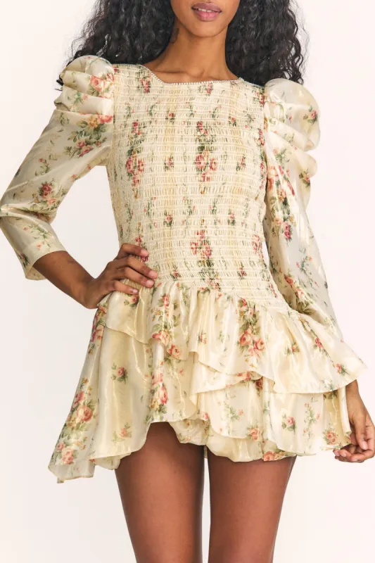 Greenwich Mini Dress - GOLDEN FOG sold by LoveShackFancy