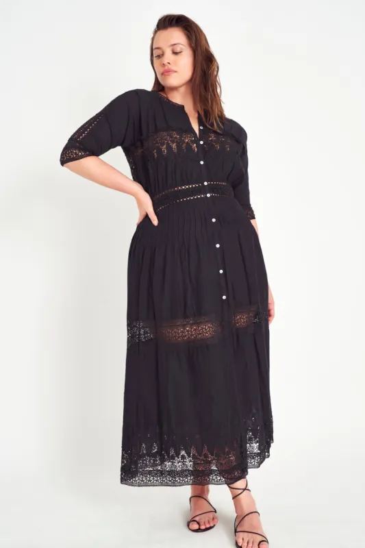 Beth Midi Dress - BLACK sold by LoveShackFancy