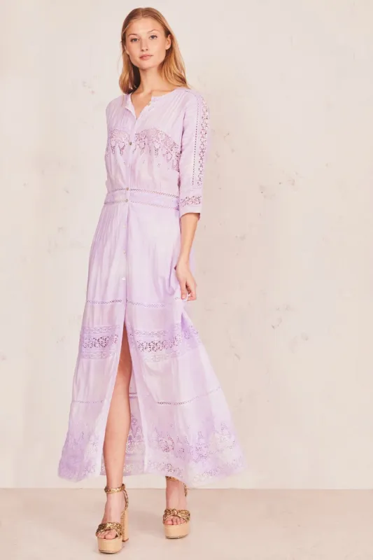 Beth Midi Dress - VIOLET SPLASH HAND DYE sold by LoveShackFancy