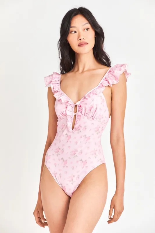 Tibbie One Piece Swimsuit-PINK SEASHELL sold by LoveShackFancy