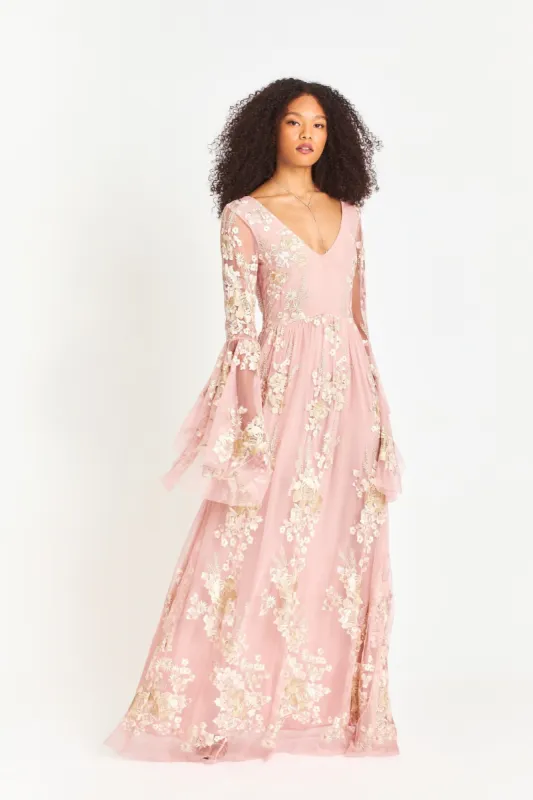 Brixton Floral Applique Maxi Dress sold by LoveShackFancy