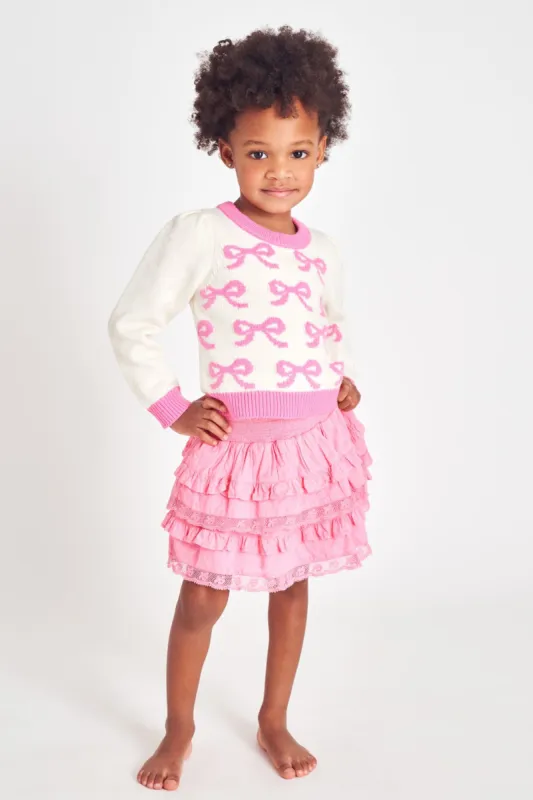 Girls Billie Skirt-VIVID PINK sold by LoveShackFancy