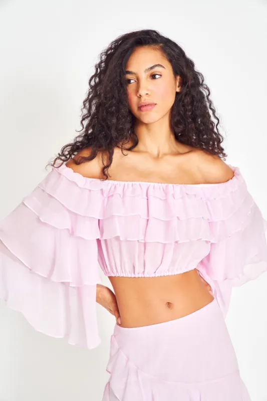 Alby Silk Crop Top sold by LoveShackFancy
