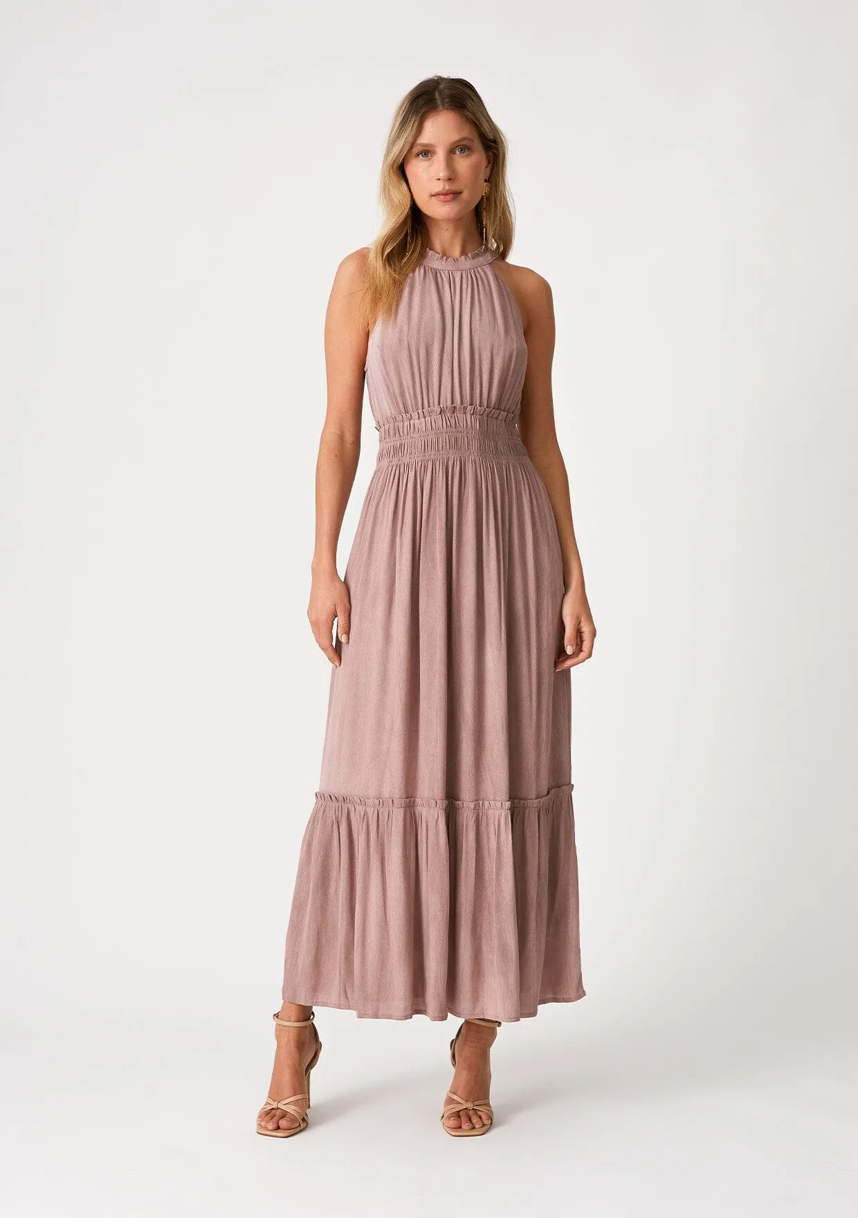 Neve Smocked Halter Maxi Dress sold by lovestitch