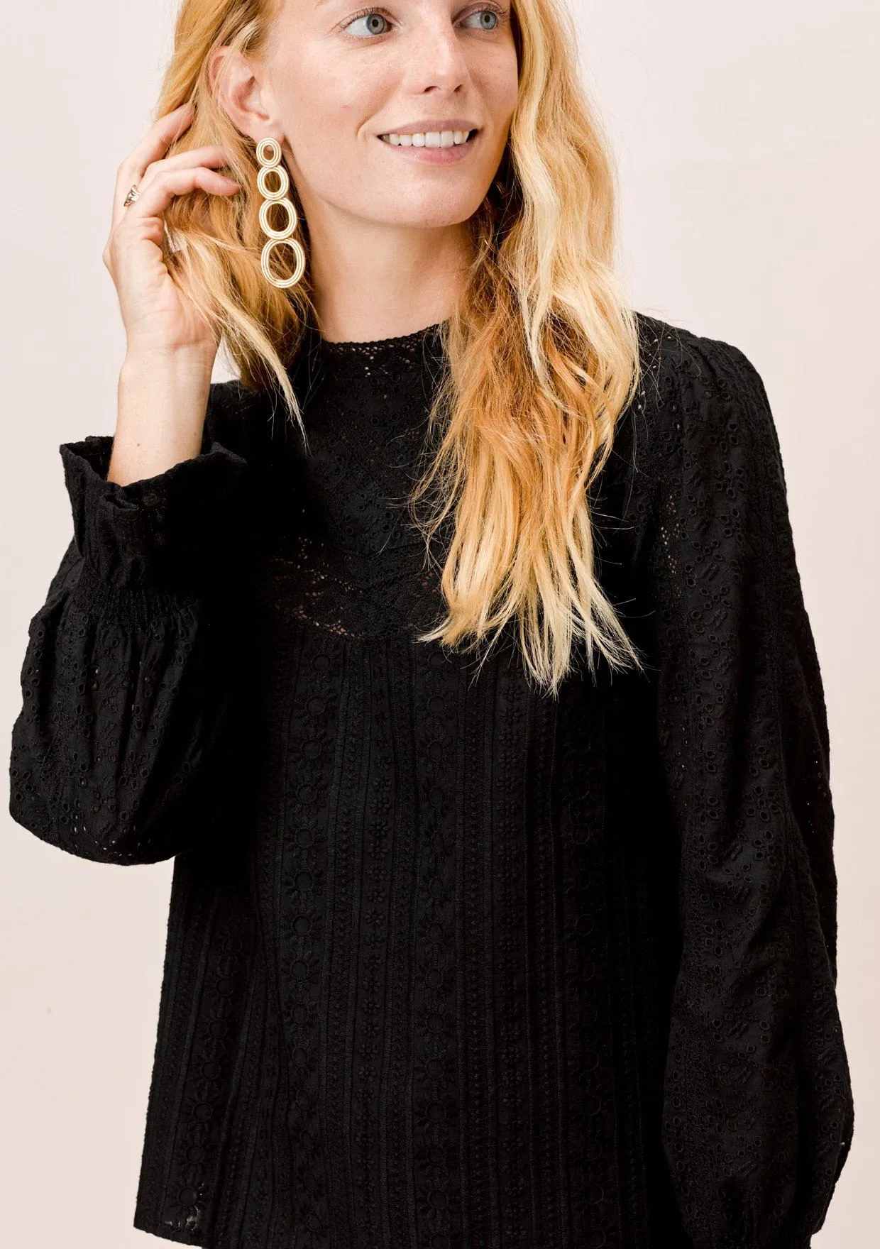 Ronja Eyelet Mock Neck Top sold by lovestitch product image thumbnail 2