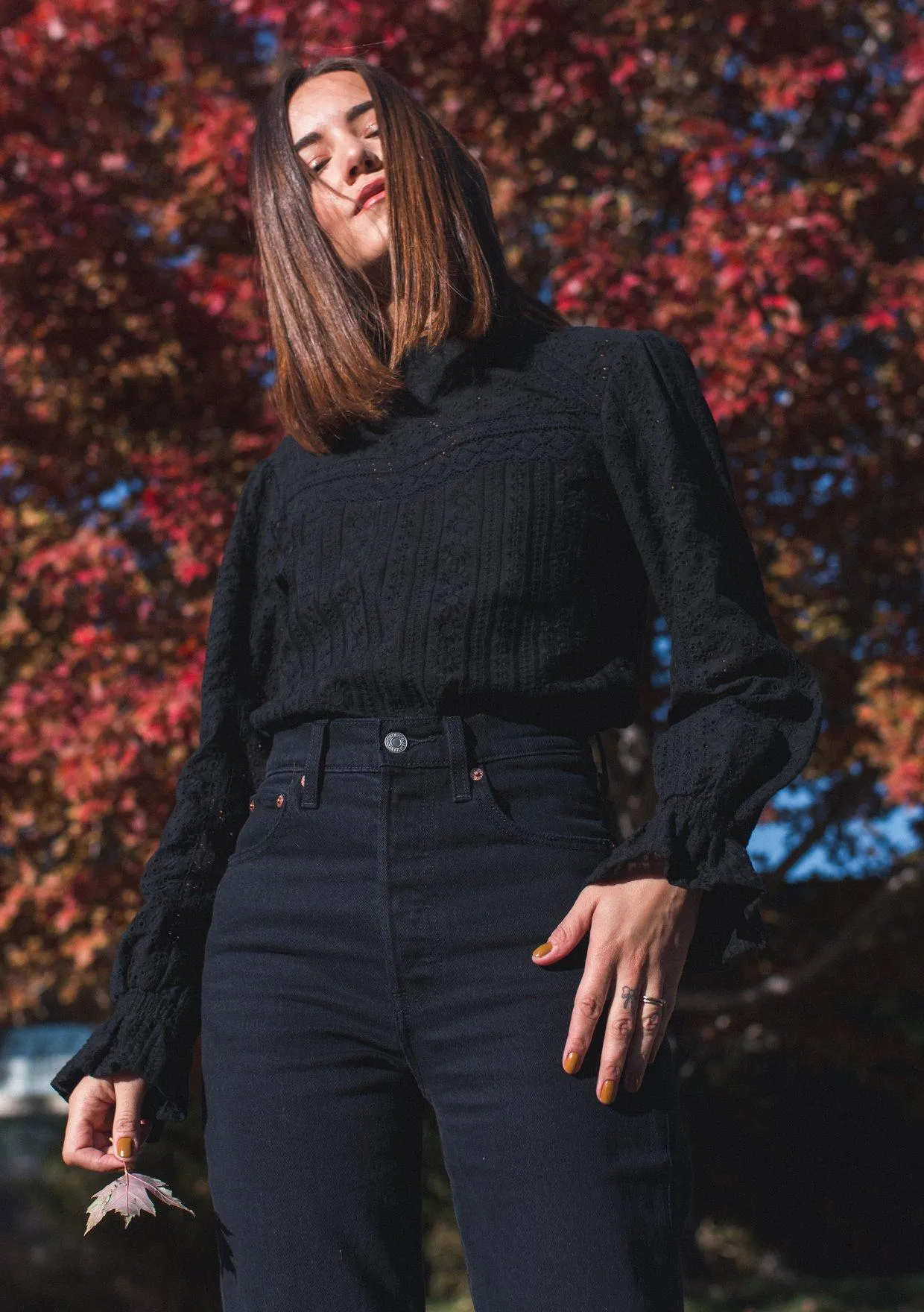 Ronja Eyelet Mock Neck Top sold by lovestitch product image thumbnail 5