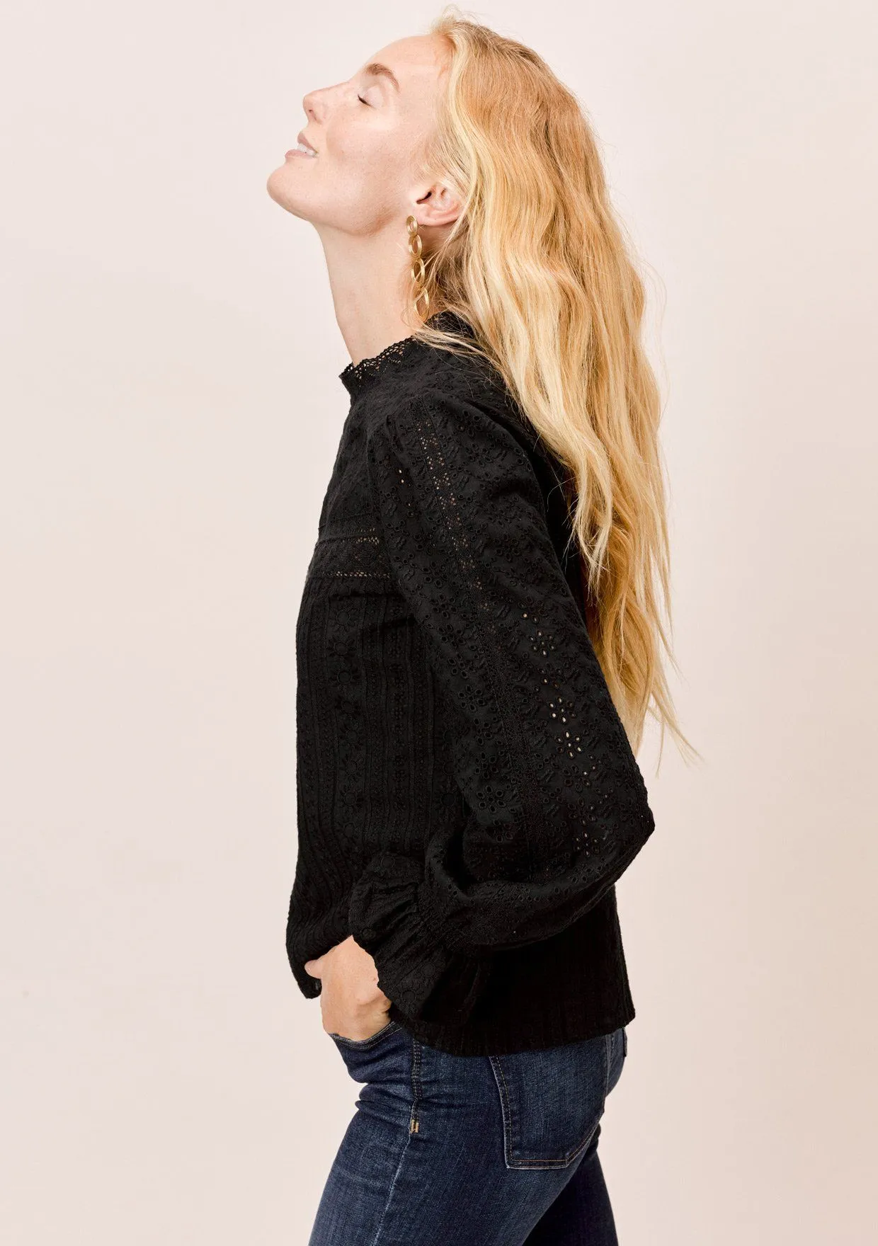 Ronja Eyelet Mock Neck Top sold by lovestitch product image thumbnail 3
