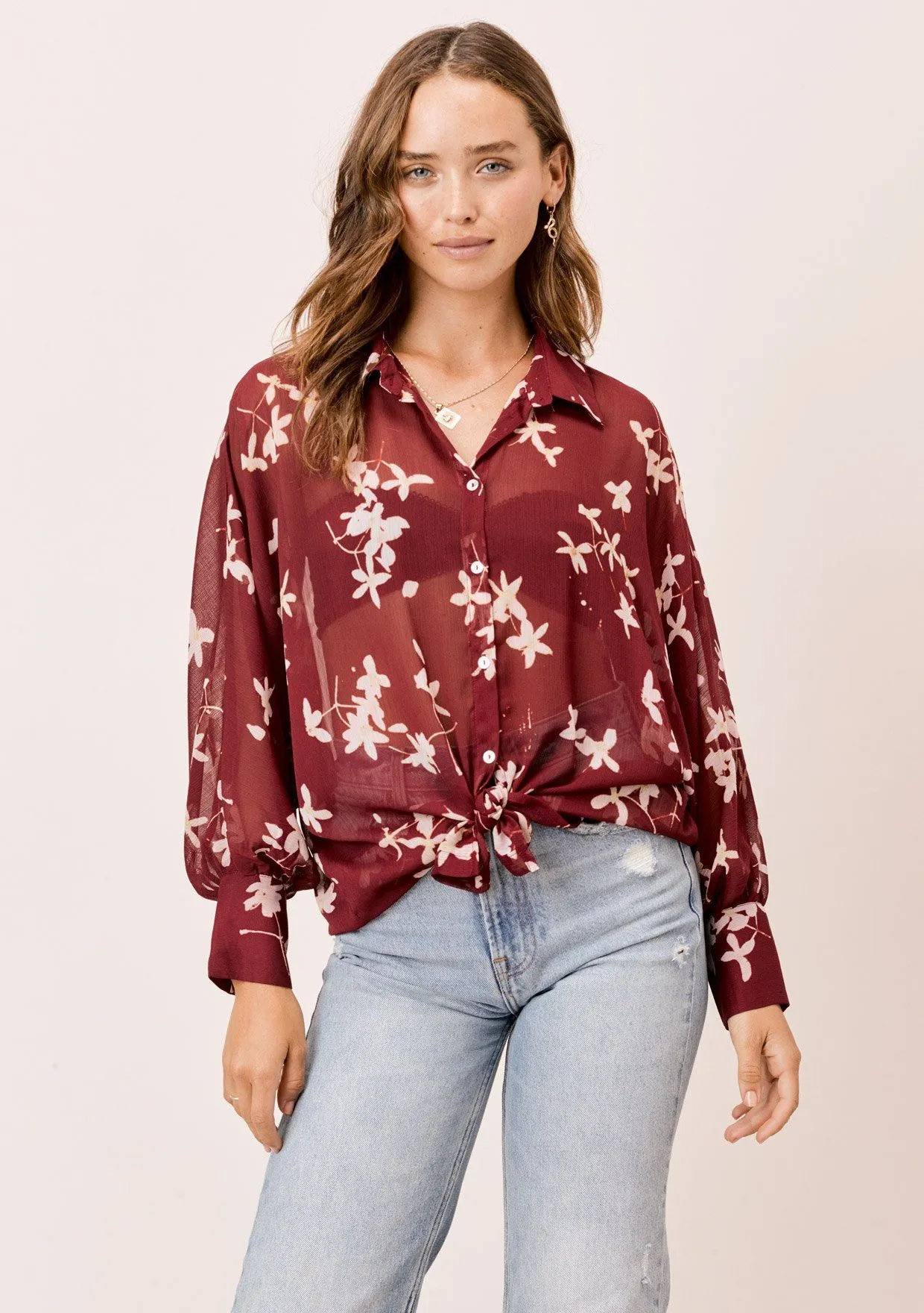 Maxine Sheer Floral Buttondown sold by lovestitch product image thumbnail 4