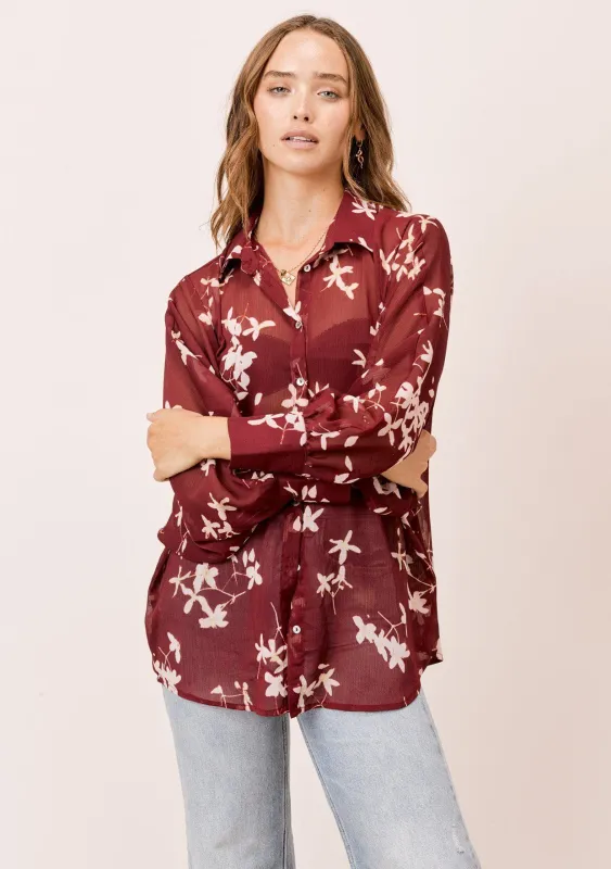 Maxine Sheer Floral Buttondown sold by lovestitch