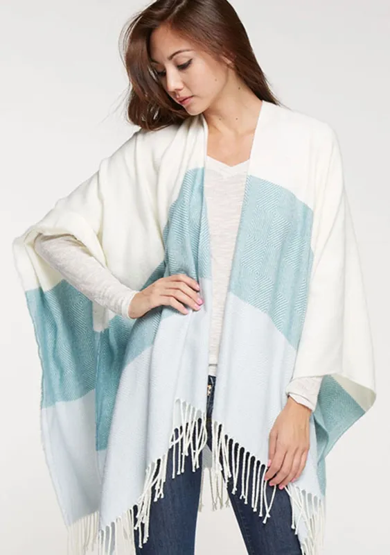 Mint Striped Poncho sold by lovestitch