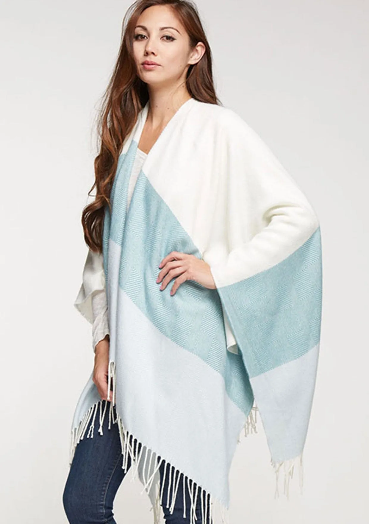 Mint Striped Poncho sold by lovestitch product image thumbnail 3