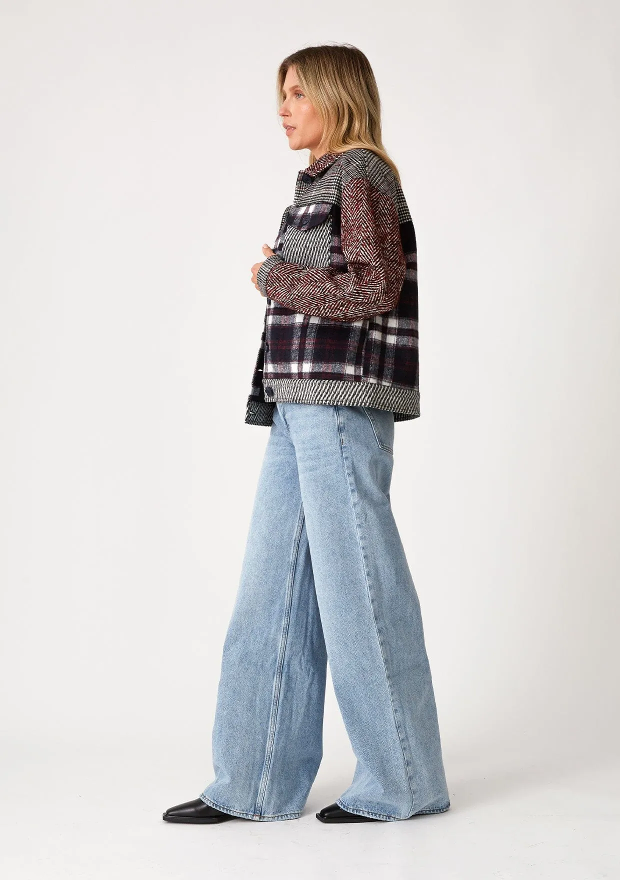 Kennie Patchwork Plaid Jacket sold by lovestitch product image thumbnail 4