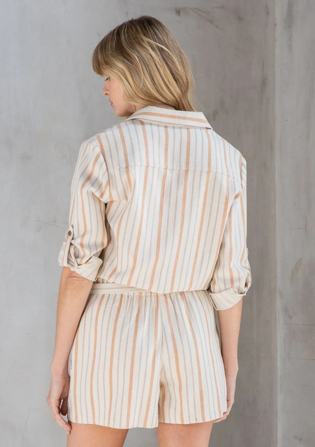 For Keeps Striped Twill Romper sold by lovestitch product image thumbnail 4